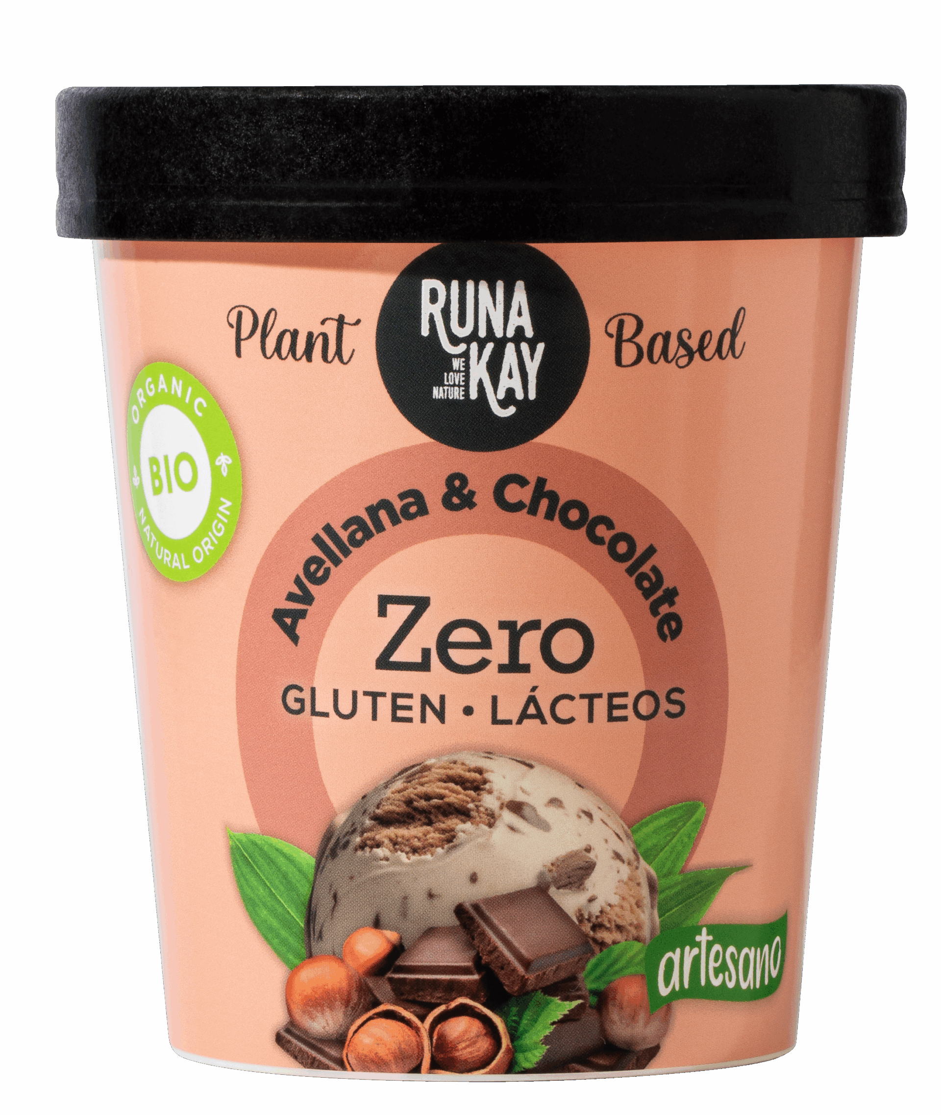 Helado ecológico de avellana con chocolate